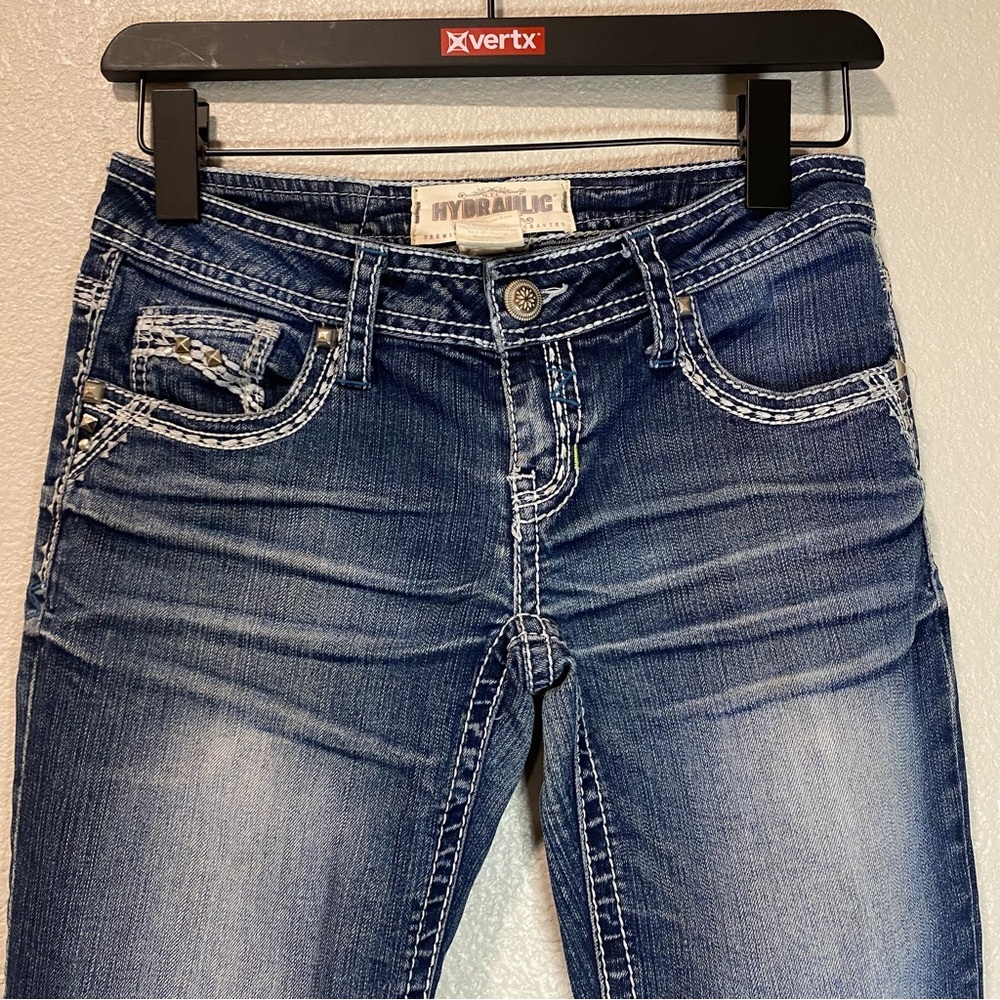 Hydraulic Gramercy Crop Low‎ Rise Jeans-Dark Wash/Sz 4 Women's Blue Jeans - Picture 2 of 10